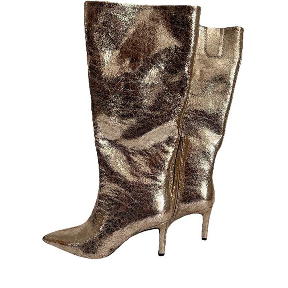 WORTHINGTON PLEASANT GOLD FOIL STILETTO KNEE HIGH BOOTS - NWT - SZ 6.5 - Picture 6 of 9